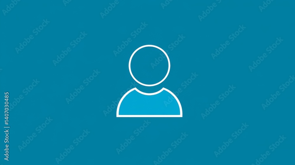 Person icon on vibrant blue background, symbol of user identity and digital presence Person icon on vibrant blue background, symbol of user identity and digital presence