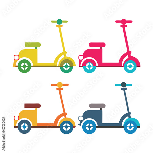 Mobility scooter icons of vector illustration isolated on a white background