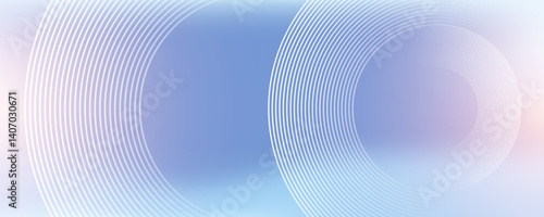 Modern abstract blue background with circular lines. Geometric stripe line art design for poster, brochure, cover, website, header, web banner, presentation