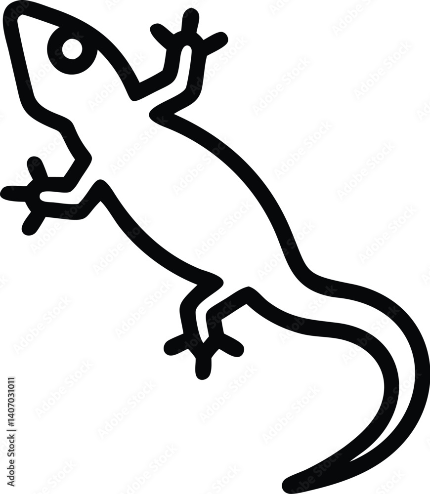 Black silhouette, gecko lizard, stylized design, white background, simple graphic, curved tail, rounded toes, large eye, cartoon-like, vector art, minimalist, reptile, wildlife illustration, symmetric Black silhouette, gecko lizard, stylized design, white background, simple graphic, curved tail, rounded toes, large eye, cartoon-like, vector art, minimalist, reptile, wildlife illustration, symmetric