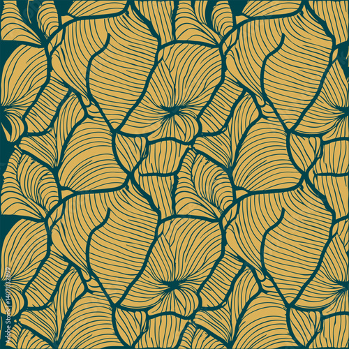 Illustration Neurographique Dessin Réseau Veines Connexion Neurones Fleur Illustration Noir et Or