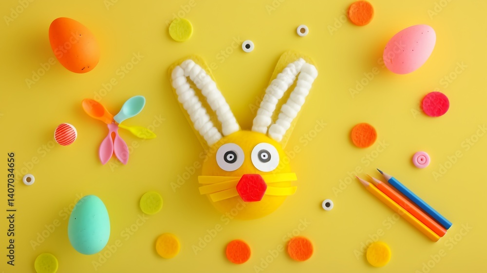 Obraz premium Playful Bunny with Easter Eggs