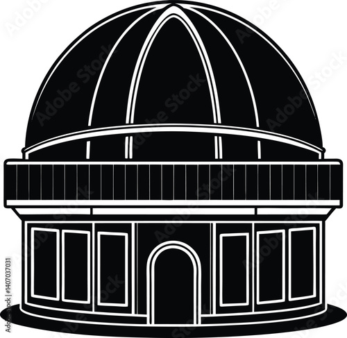 Planetarium Silhouette Vector | Space Dome Design for Astronomy and Science