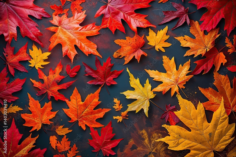 Dramatic Autumn Canvas with Swirling Leaf Designs in Fiery Red, Bright Orange, and Rustic Yellow Textures Dramatic Autumn Canvas with Swirling Leaf Designs in Fiery Red, Bright Orange, and Rustic Yellow Textures