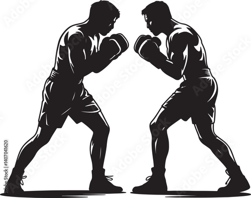 Boxing action pose vector art