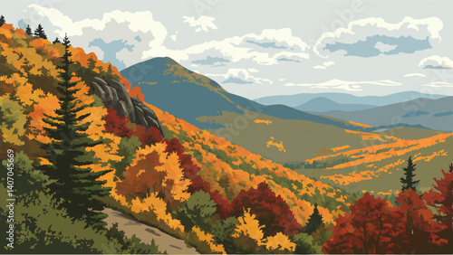 Scenic view of Adirondack Mountains in fall – New York, USA
