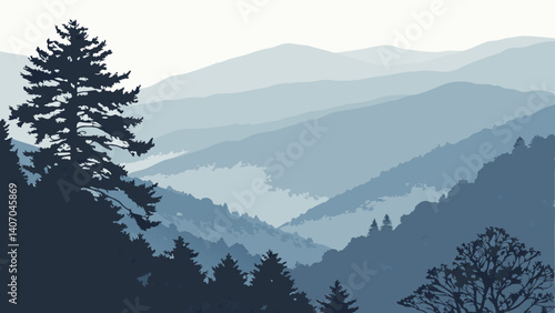 Abstract artwork of Great Smoky Mountains' mist – Tennessee/North Carolina, USA

