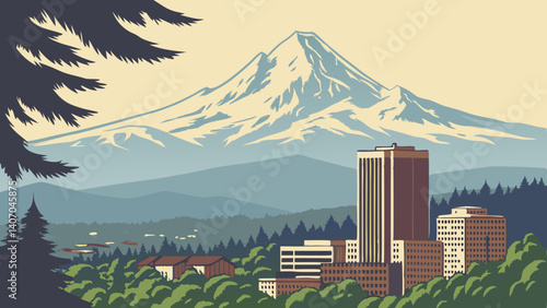 Daytime view of Mount Hood from Portland – Oregon, USA
