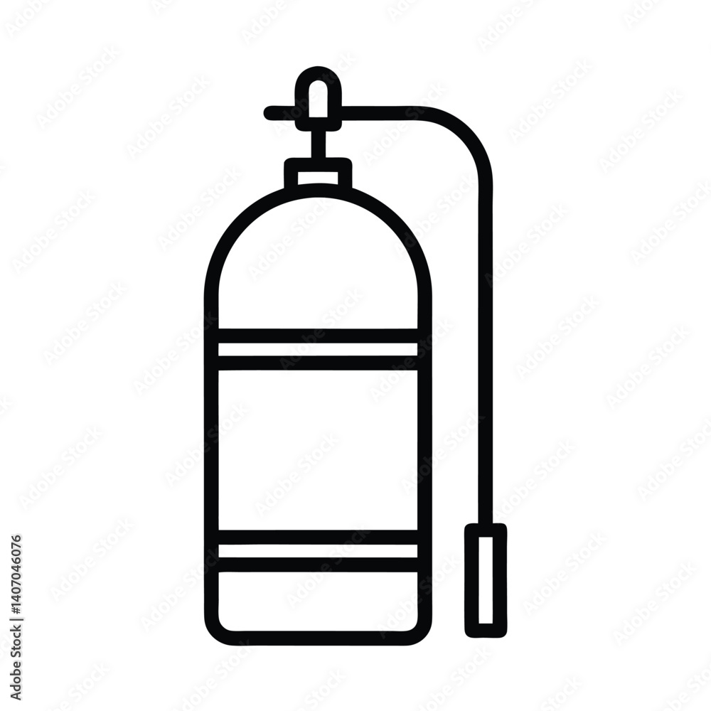 Outline of Oxygen cylinder on white background Outline of Oxygen cylinder on white background