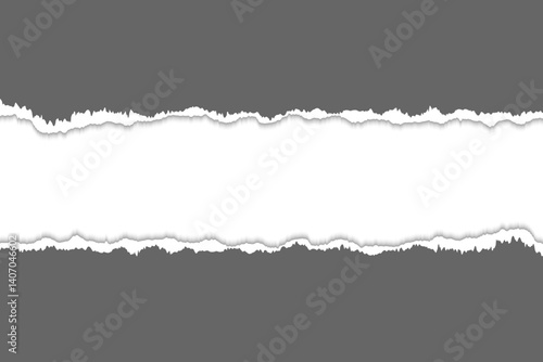 Torn gray paper with ripped edge and transparent background.