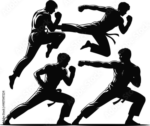 Boxing action pose vector art