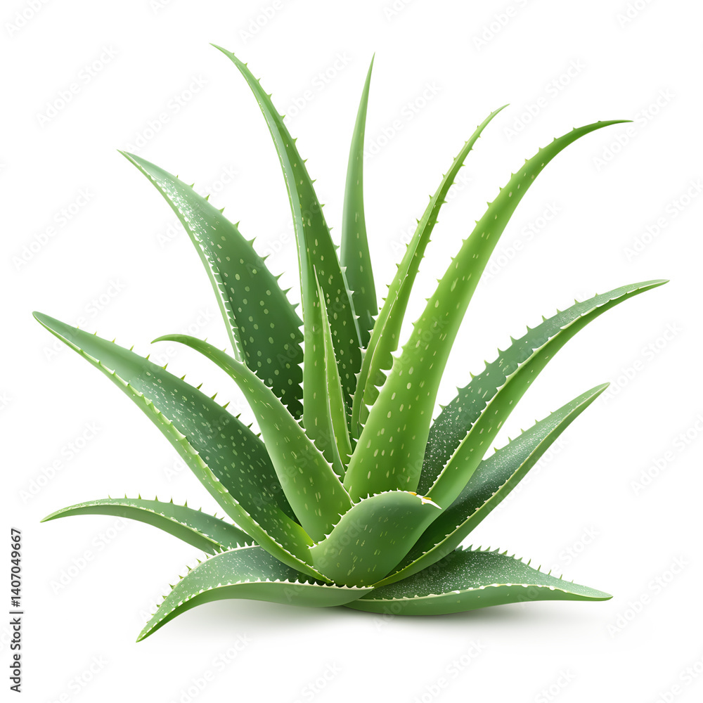Fototapeta premium This minimalistic design features an aloe vera plant with vibrant green leaves arranged elegantly. The plant's spiky texture and distinct shape are highlighted against a transparent PNG transparent