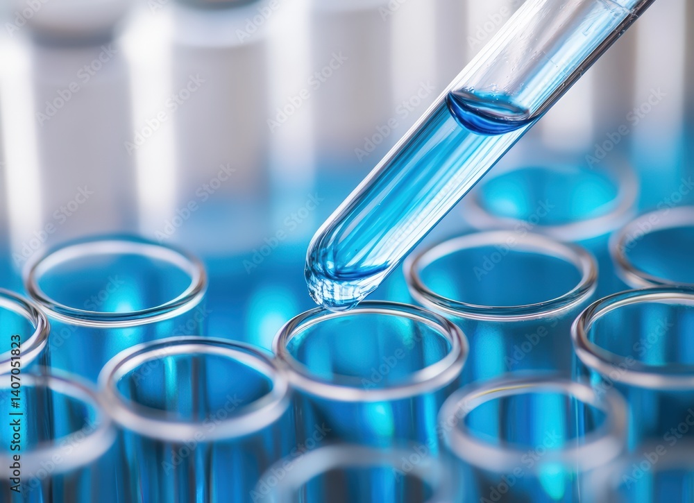hands in blue gloves holding test tubes with blue liquid in laboratory for science research and medical development hands in blue gloves holding test tubes with blue liquid in laboratory for science research and medical development