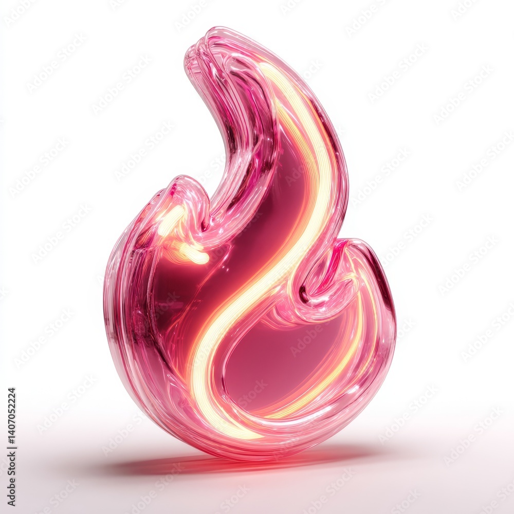 Fototapeta premium Abstract Swirling Pink Flame Sculpture with Soft Light Reflection