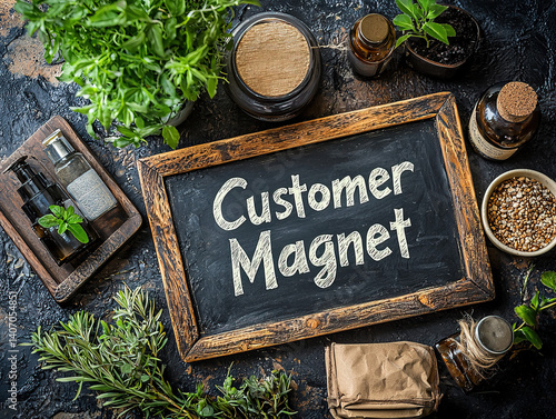 Customer Magnet  text writt...