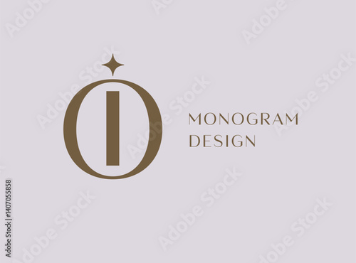 IO or OI letter logo icon design. Classic style luxury initials monogram.