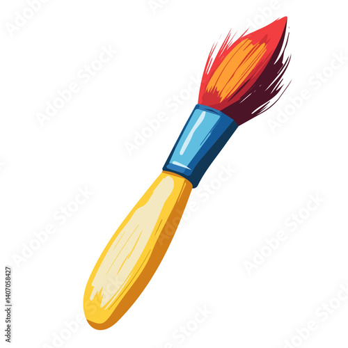 Simple flat 2D icon Color Paintbrush isolated on transparent background, vector, flat design, vector, animation design, simple flat 2D icon, minimalist design, clipart