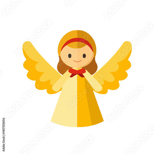Very Simple flat 2D icon Christmas Angel Topper Decorations isolated on a white background, vector, flat design, animation design, simple flat 2D icon, minimalist design, clipart