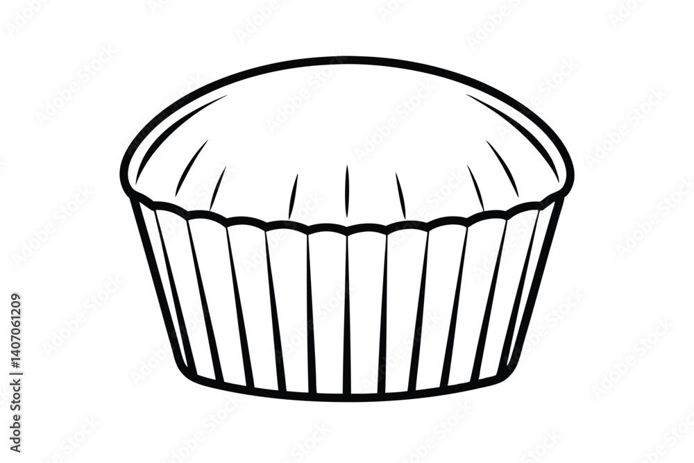 Simple Cupcake Line Art Isolated On White Background For Coloring Book Simple Cupcake Line Art Isolated On White Background For Coloring Book