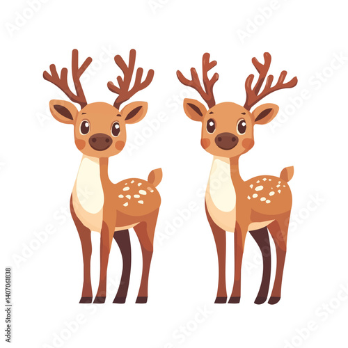 2D icon Christmas brown Reindeer Figurines isolated on a transparent background, vector, flat design, animation design, vector, flat design, animation design, simple flat 2D icon, Eps format