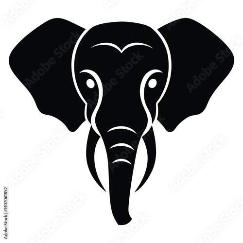elephant head silhouette with large ears and trunk