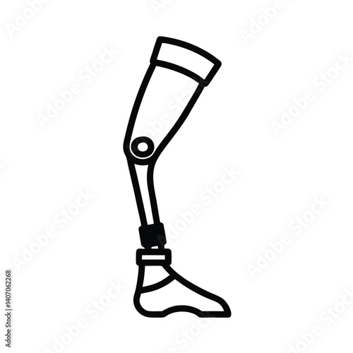 Outline of Prosthetic limb on white background