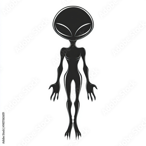 alien silhouette , black an...