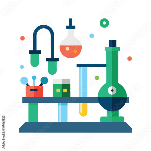 flat style vector illustration of a modern science lab