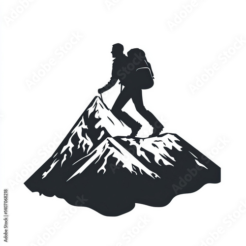 mountain climbing silhouett...