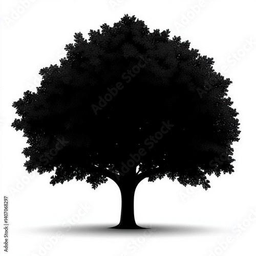 oak silhouette , black and ...