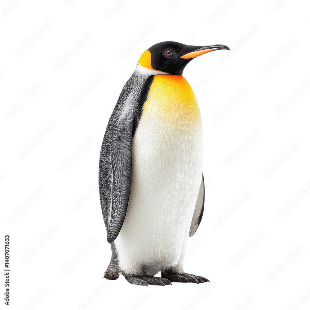 Fototapeta premium King penguin standing isolated on white background. Wildlife concept.