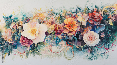 Wallpaper Mural Elegant wedding invitation card background . Minimal hand painted watercolor botanical flowers texture template background. Design for wedding, vip cover, poster, rsvp moderncard.Valentine's Day Torontodigital.ca