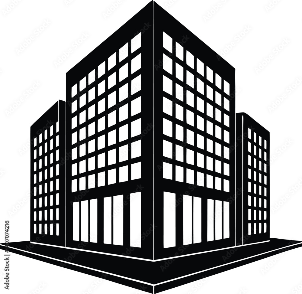 Office Buildings Isolated in Black Silhouette Architecture Office Buildings Isolated in Black Silhouette Architecture