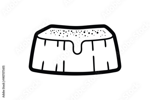 Fluffy Sponge Cake With Cream In Black And White Simple Graphic Illustration
