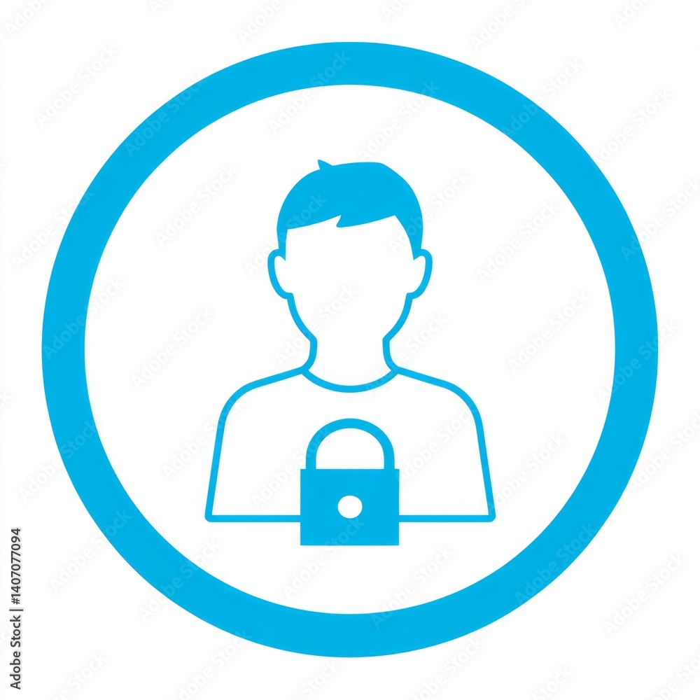 <Digital Privacy Icon: Blue Lock Symbol for User Protection and Data Security in Modern Design> <Digital Privacy Icon: Blue Lock Symbol for User Protection and Data Security in Modern Design>