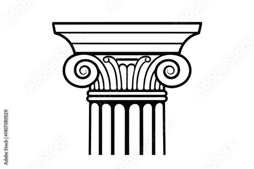 Ionic Order Column Capital Illustration Classic Architectural Element Historical Building Design