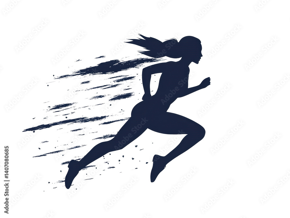 Naklejka premium Dynamic runner in motion with expressive speed lines, cut out