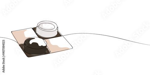 A single line drawing of a checkers game. Continuous line draughts icon in color. One line icon. Vector illustration.