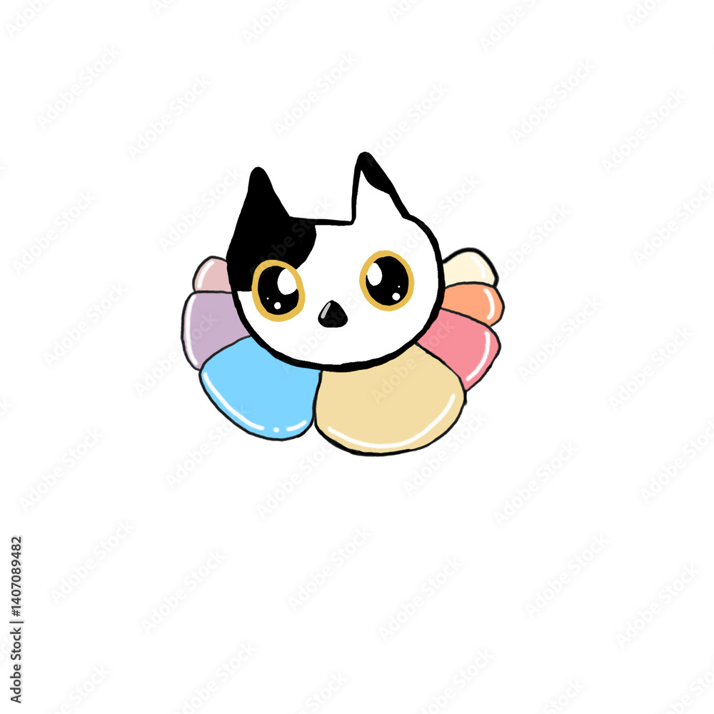 Fototapeta premium Panda cat with flowers 