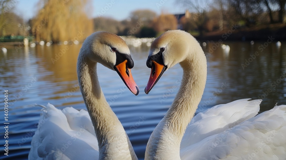 The Mute Swan is a large powerful bird and one of the largest flying birds in UK. They are powerful and yet graceful birds that are a common sight on urban waterways. The Mute Swan is a large powerful bird and one of the largest flying birds in UK. They are powerful and yet graceful birds that are a common sight on urban waterways.