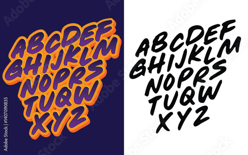 Vector hand drawn typeface in graffiti style.	