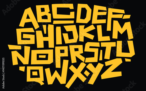 Vector hand drawn typeface in graffiti style.	