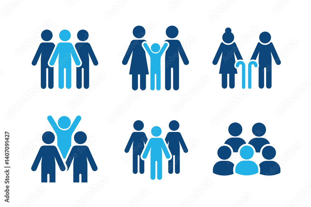 People glyph solid icons isolated on white background People glyph solid icons isolated on white background