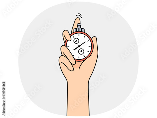 Stopwatch in hand of person tracking speed of athlete or productivity of company employee. Concept of importance of increasing productivity and meeting deadlines on time to achieve career success