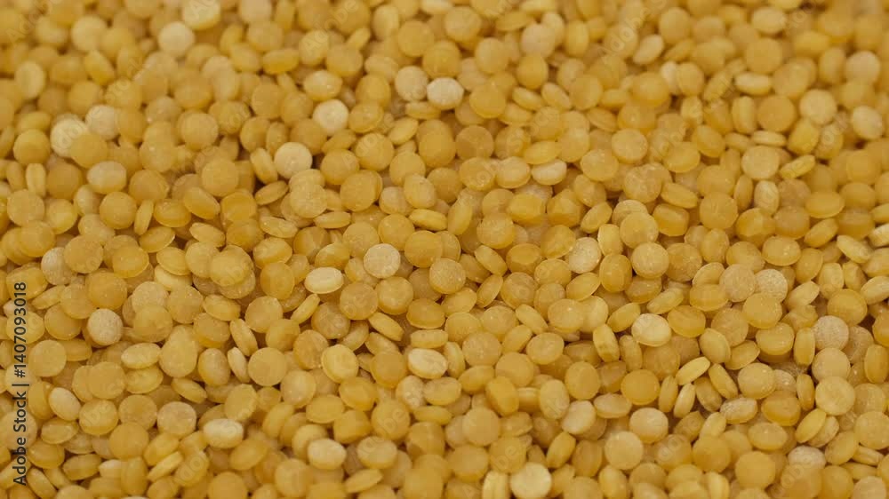 Zoom frame heap of Yellow wheat ptitim groats pasta, rotation Zoom frame heap of Yellow wheat ptitim groats pasta, rotation
