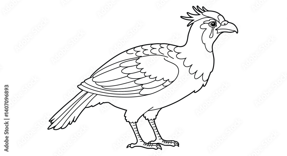 Obraz premium Aiyidao Chinese Mythology Mournful Cry Mythical Bird Coloring Page Detailed Line Art Illustration Printable