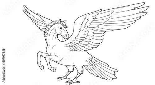 Scottish Legend Kelpie Coloring Sheet Water Spirit Shapeshifter Bird Horse Hybrid Mythological Creature Art