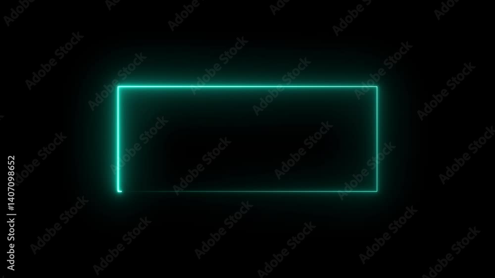4k Abstract neon glowing frame rectangle animation in cyan color 4k video. neon Rectangle icon animation. on a black background. 4k Abstract neon glowing frame rectangle animation in cyan color 4k video. neon Rectangle icon animation. on a black background.