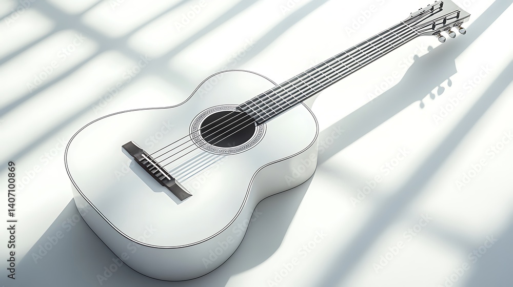 Fototapeta premium White Acoustic Guitar Studio (1)