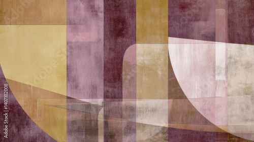 Abstract Geometric Art with Muted Earth Tones and Layered Shapes